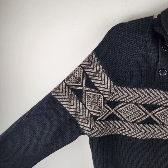 Banana Republic Filpucci Wool Blend Ribbed Asymmetric Button Neck Sweater sz L? - Picture 4 of 8